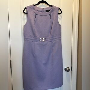 Tahari Lavender Midi Dress with Silver Buckle